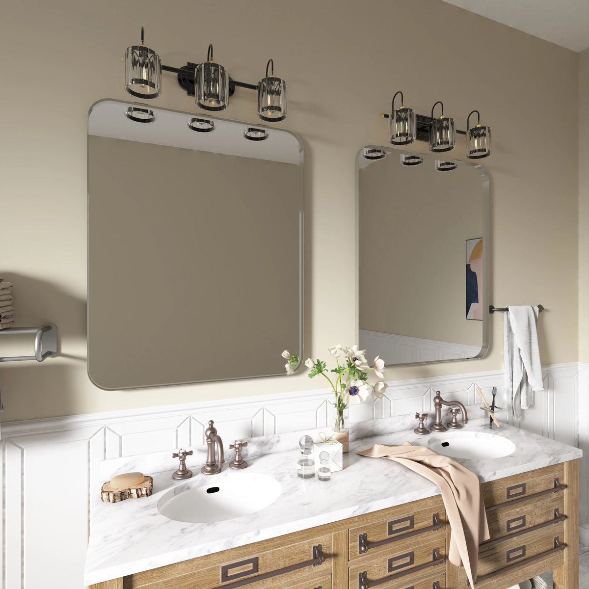 Aluminum Alloy Rounded Corner Vanity Mirror, Modern Wall Mounted Mirror for Bathroom, Bedroom and Home Decor