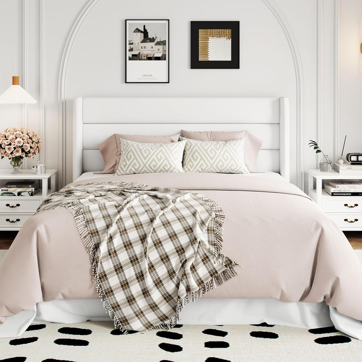 Queen Size Lift Up Storage Bed with Wingback Headboard, Upholstered Platform Bed Frame with Hidden Storage