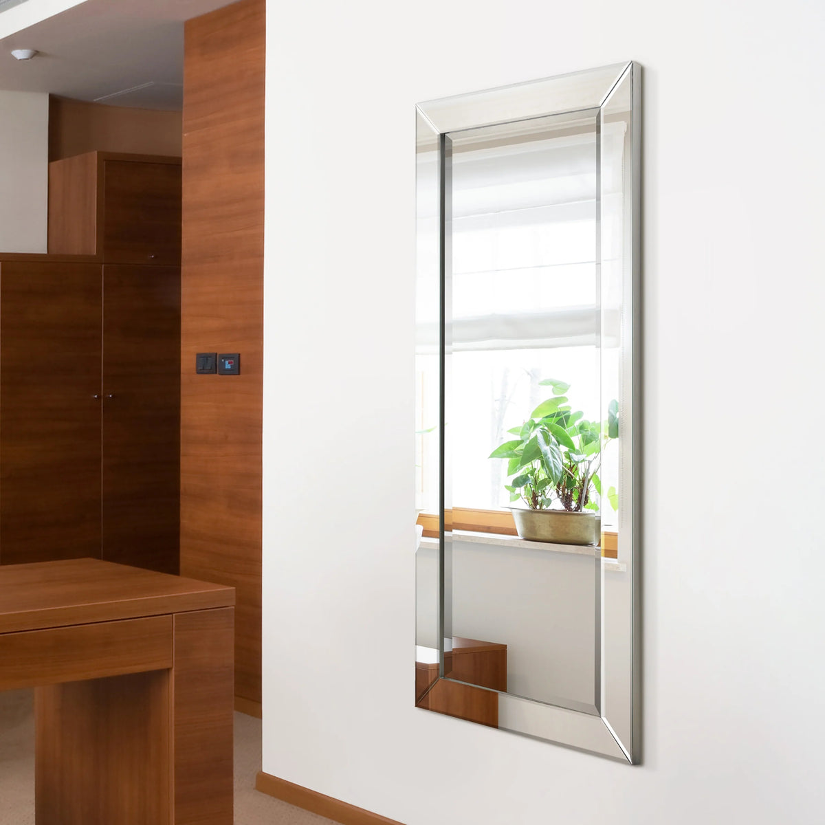 Beveled Rectangular Clear HD Wall Mirror, Bathroom Vanity and Bedroom Mirror, 3 Sizes