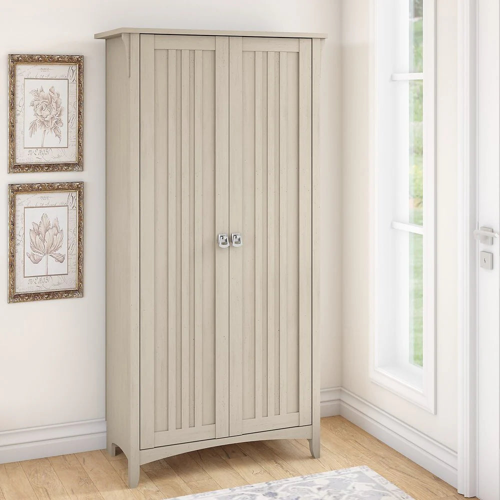 Tall Storage Cabinet with Doors, Freestanding Shelving Organizer with Adjustable Shelves for Home, Office and Living Room