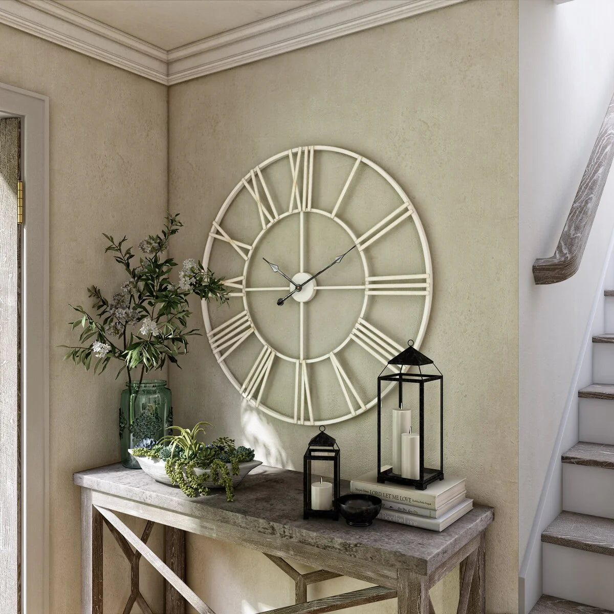 Modern Round Metal Wall Clock, Decorative Circular Hanging Clock for Living Room, Bedroom and Office