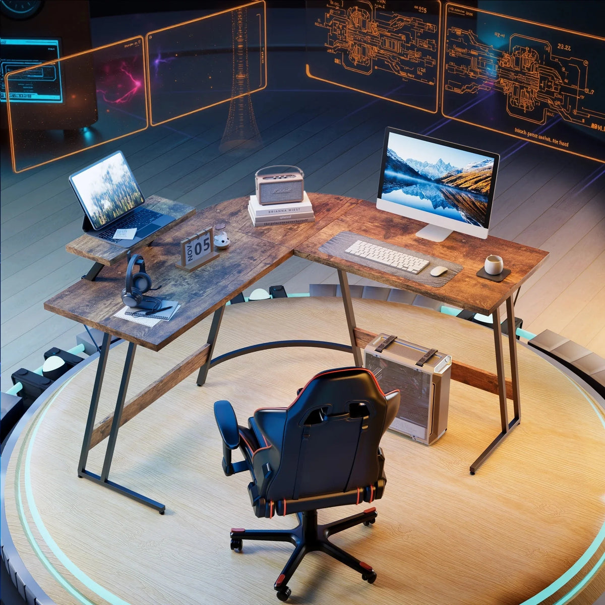 L-Shaped Gaming Desk, Computer Corner Desk and Office Writing Desk for Home