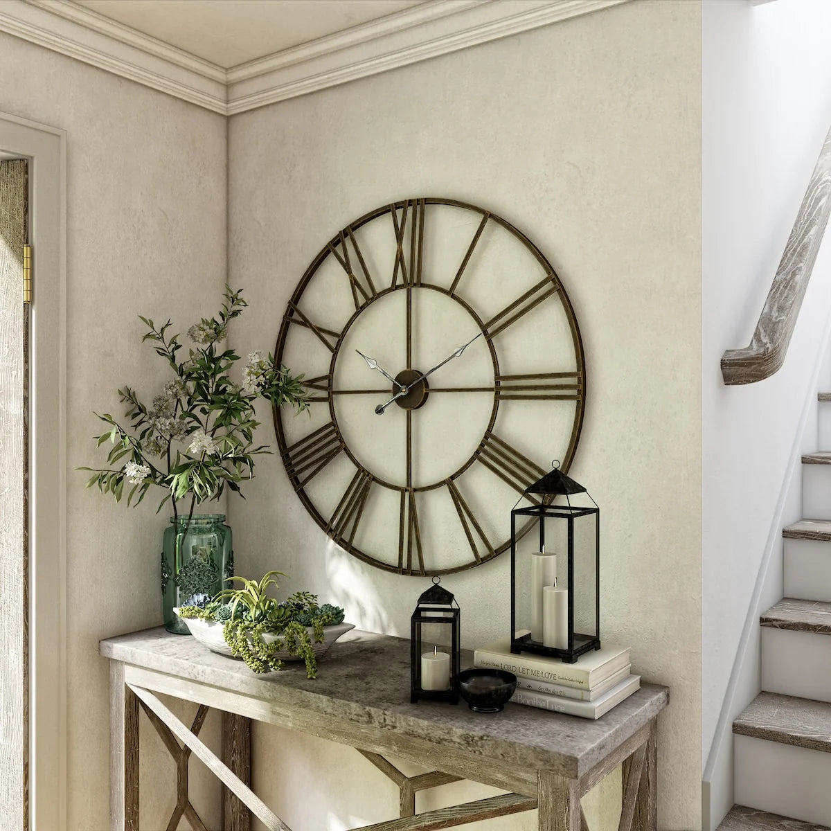 Modern Round Metal Wall Clock, Decorative Circular Hanging Clock for Living Room, Bedroom and Office