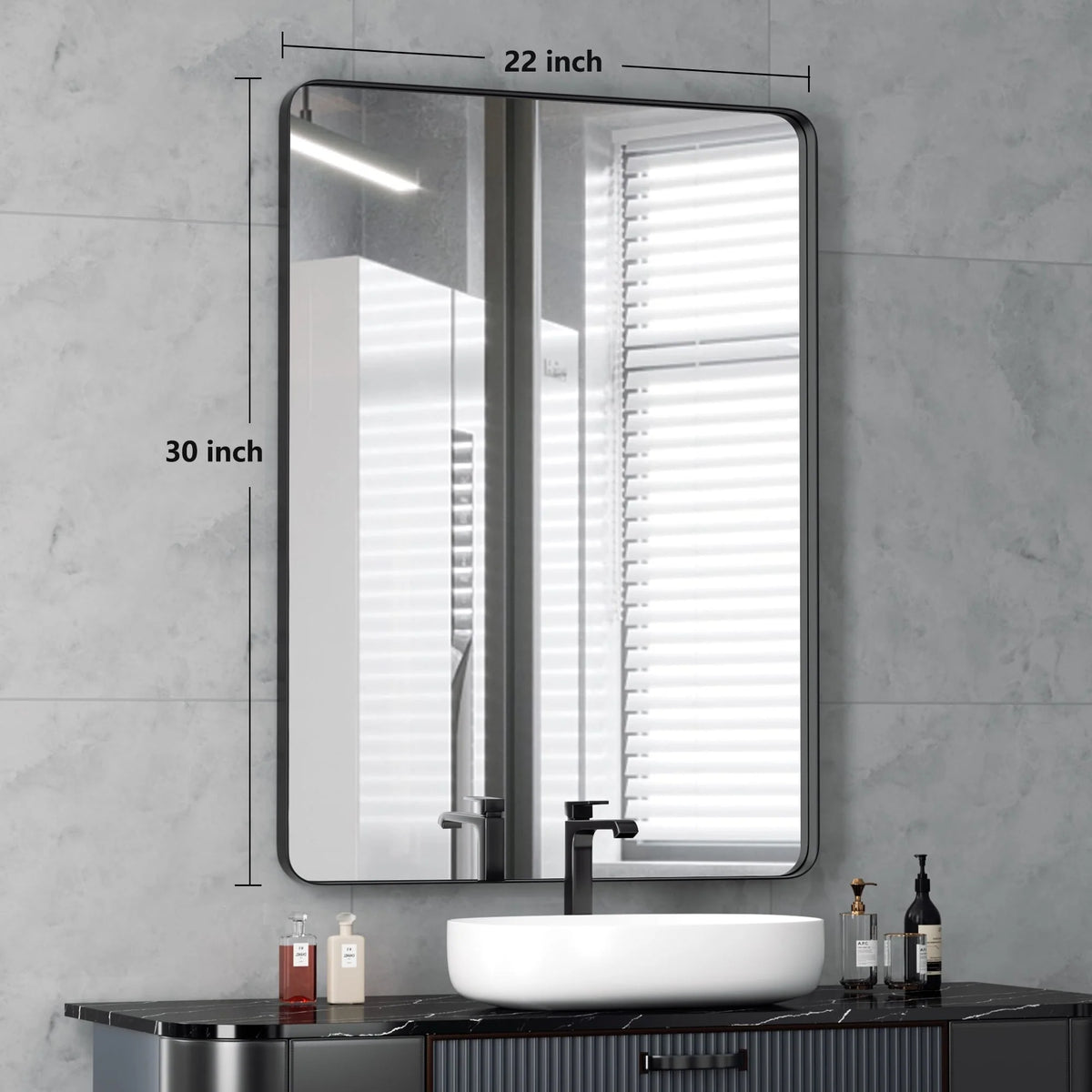 Wall Mirror Vanity Mirror, Bathroom Mirror with Rounded Corners, 1 Piece