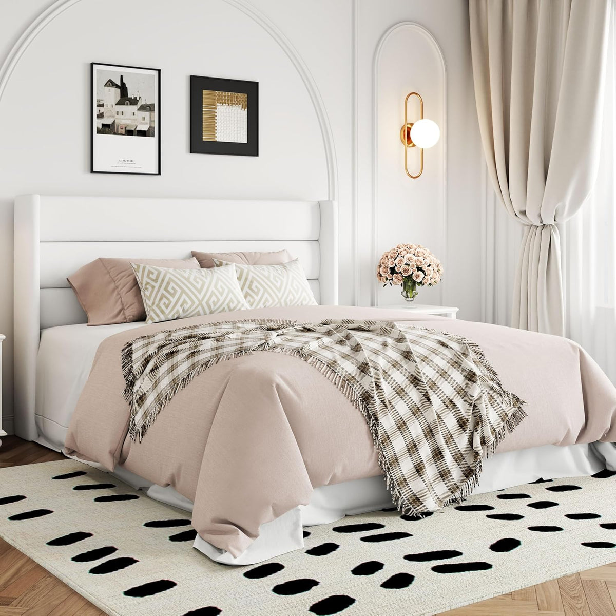 Queen Size Lift Up Storage Bed with Wingback Headboard, Upholstered Platform Bed Frame with Hidden Storage