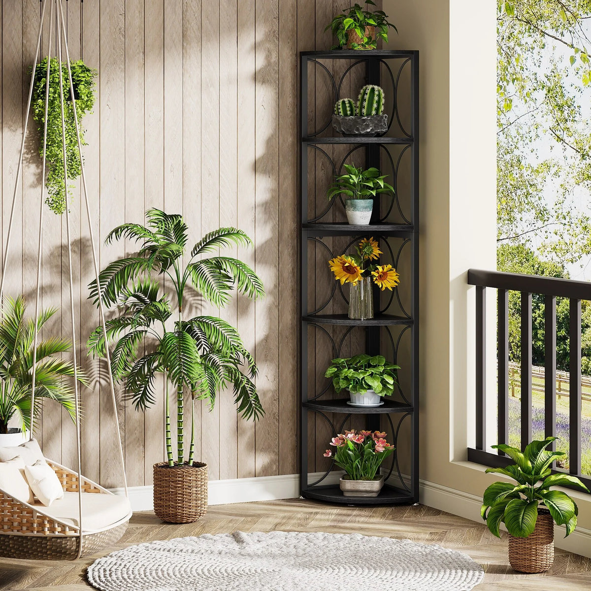 67 Inch Tall Corner Shelf, Freestanding Corner Bookshelf and Storage Shelving Unit