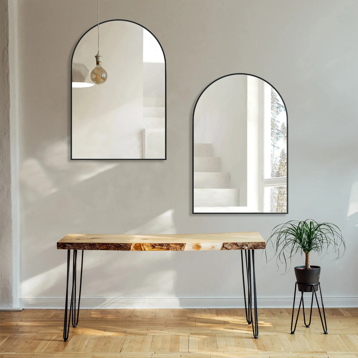 2 Pack 36x24 Inch Arched Bathroom Vanity Mirrors, Wall Mounted Decorative Mirrors for Bathroom and Bedroom