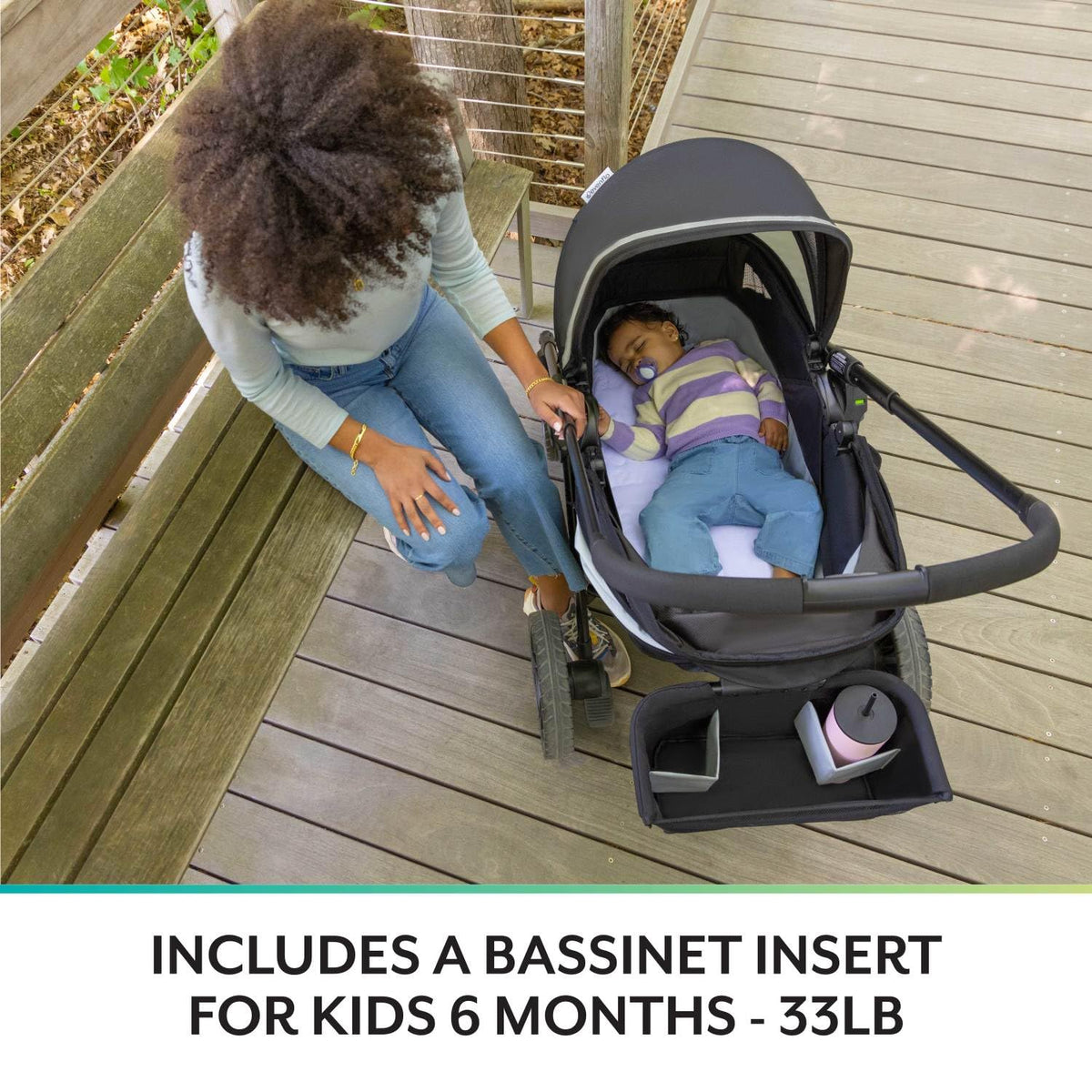 2-in-1 All-Terrain Baby Stroller Wagon with Canopy and Storage - Gray