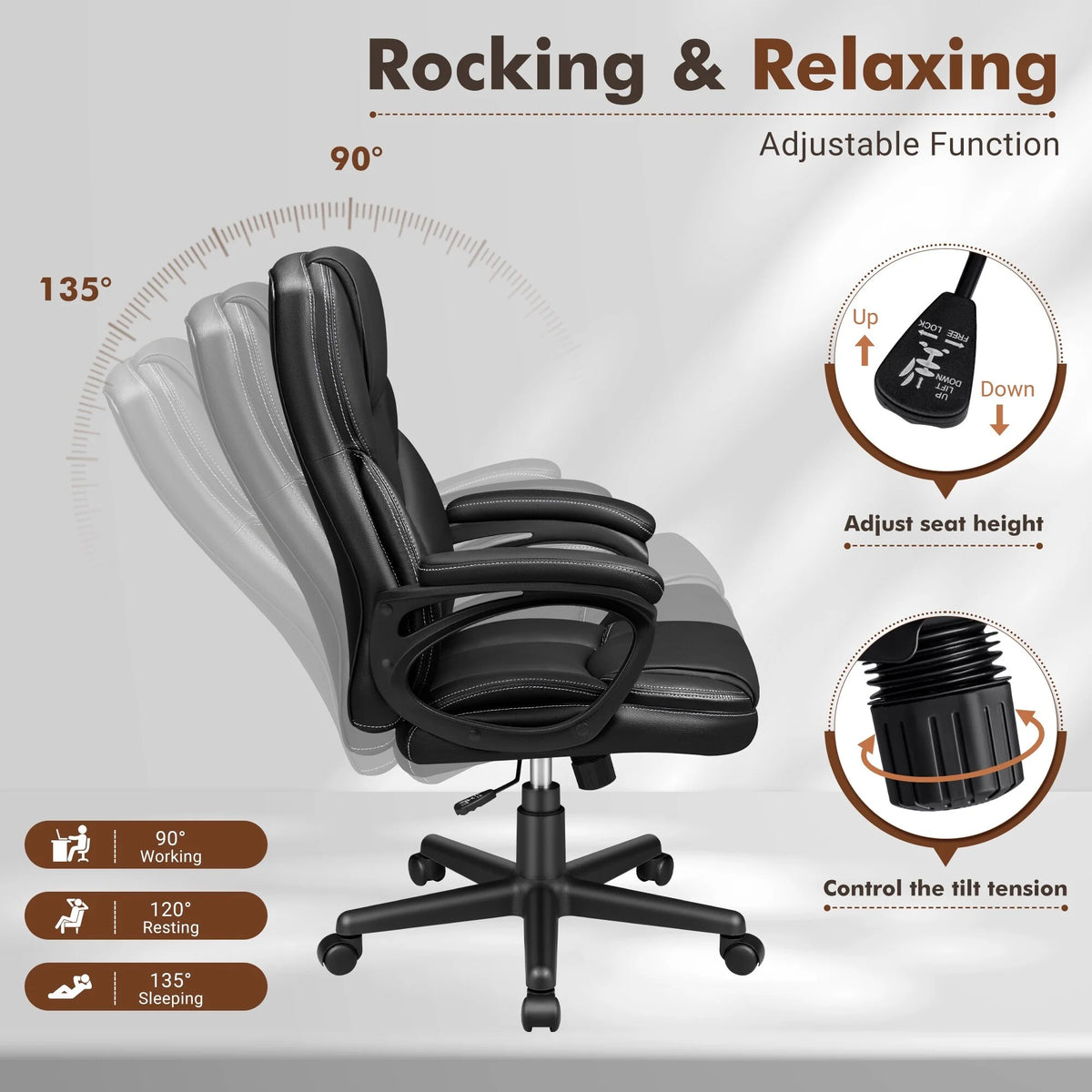 High Back Executive Office Chair, Ergonomic Computer Desk Chair for Home and Office