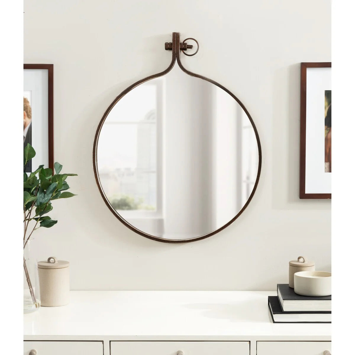 Modern Round Wall Mirror, Decorative Circular Accent Mirror for Living Room, Bedroom and Entryway
