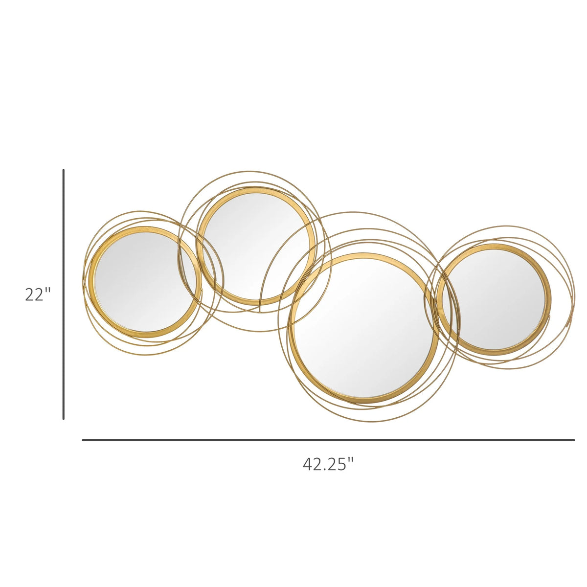 Modern Gold Metal Wall Art with Mirror, Decorative Hanging Wall Sculpture for Living Room, Bedroom and Dining Room
