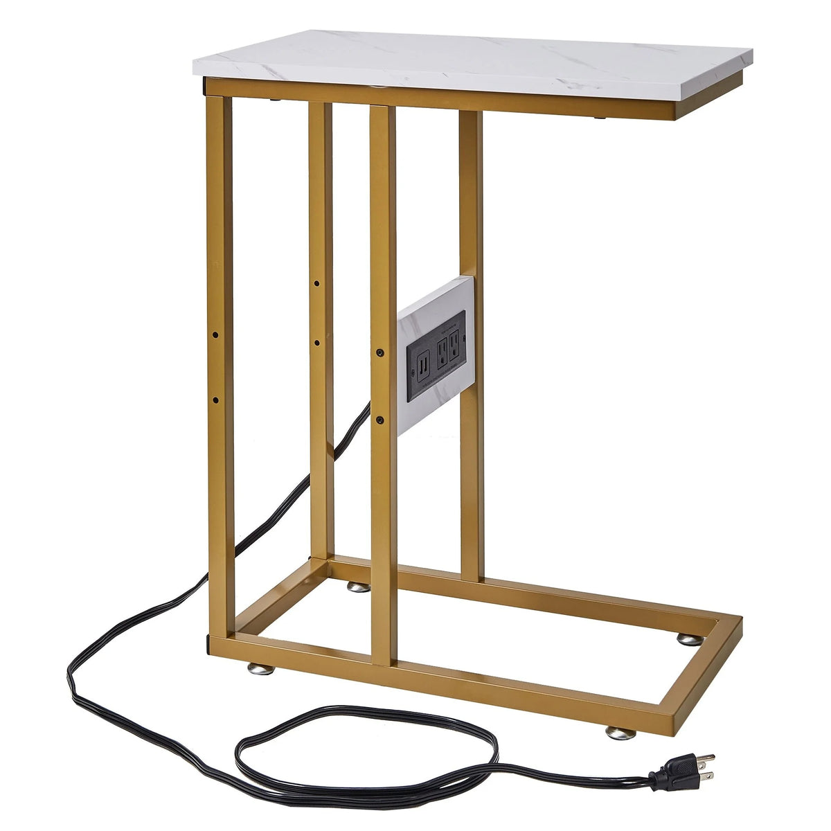 Set of 2 C-Shaped Sofa Side Tables, Small End Tables for Living Room, Bedside and TV Tray