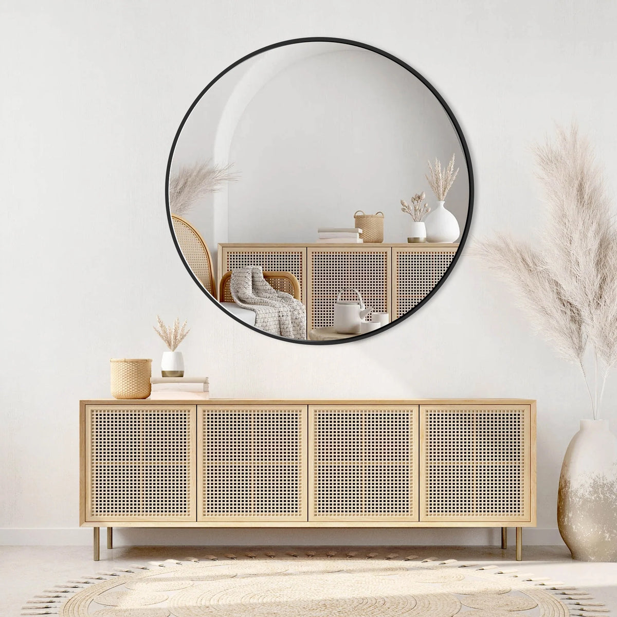 Modern Round Bathroom Vanity Mirror, Wall Mounted Circular Mirror for Bathroom, Bedroom and Home Decor