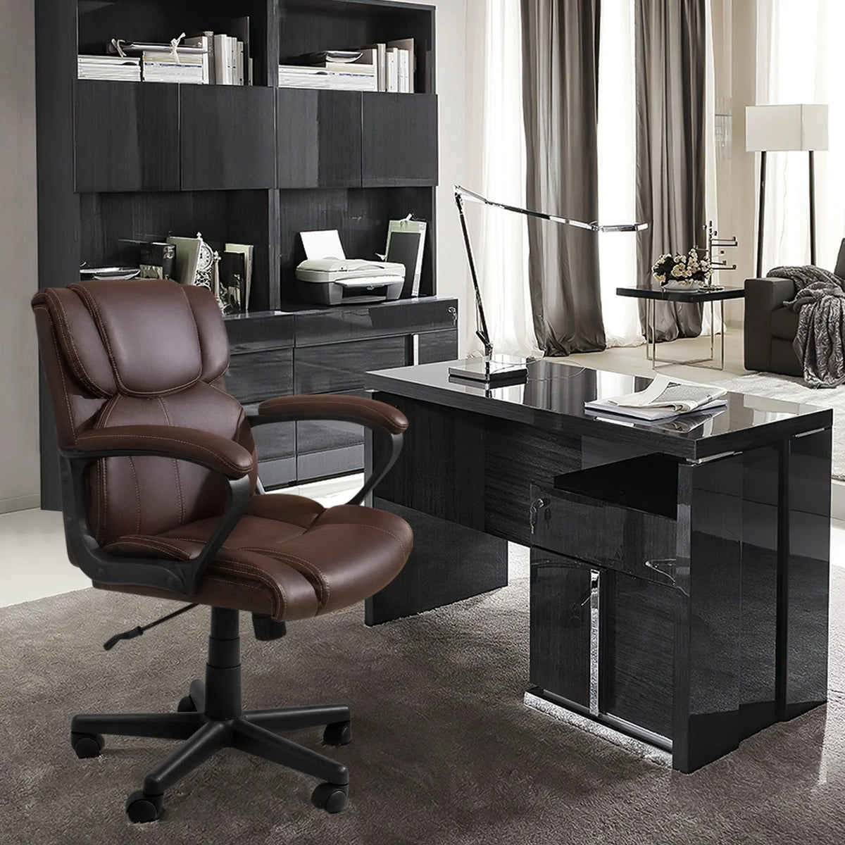 Mid Back Office Chair, Ergonomic Swivel Computer Task Chair for Home Office, Work and Study