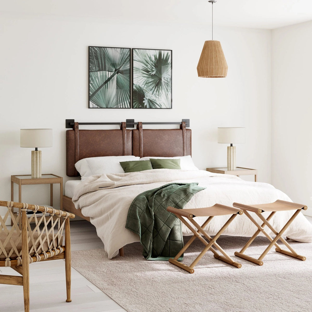 Wall Mount Upholstered Headboard with Metal Rail - Modern Bedroom Headboard