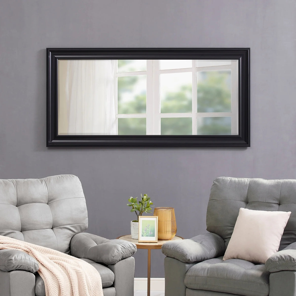 Tall Full Length Mirror, Oversized Rectangle Full Body Wall Mounted Mirror with Smooth Faux Wood Frame