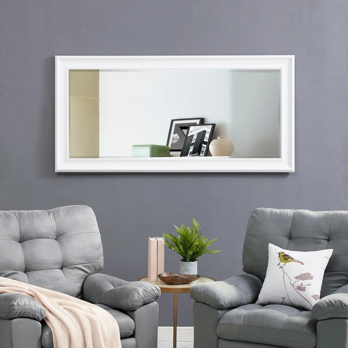Tall Full Length Mirror, Oversized Rectangle Full Body Wall Mounted Mirror with Smooth Faux Wood Frame
