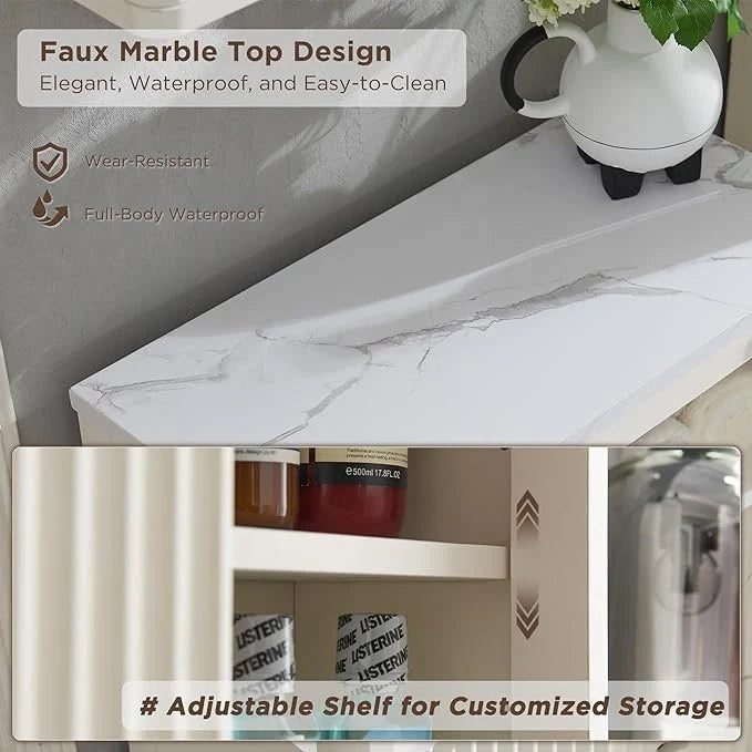 Modern Bathroom Wall Cabinet, Wall Mounted Medicine Storage Organizer with Shelves for Home Organization