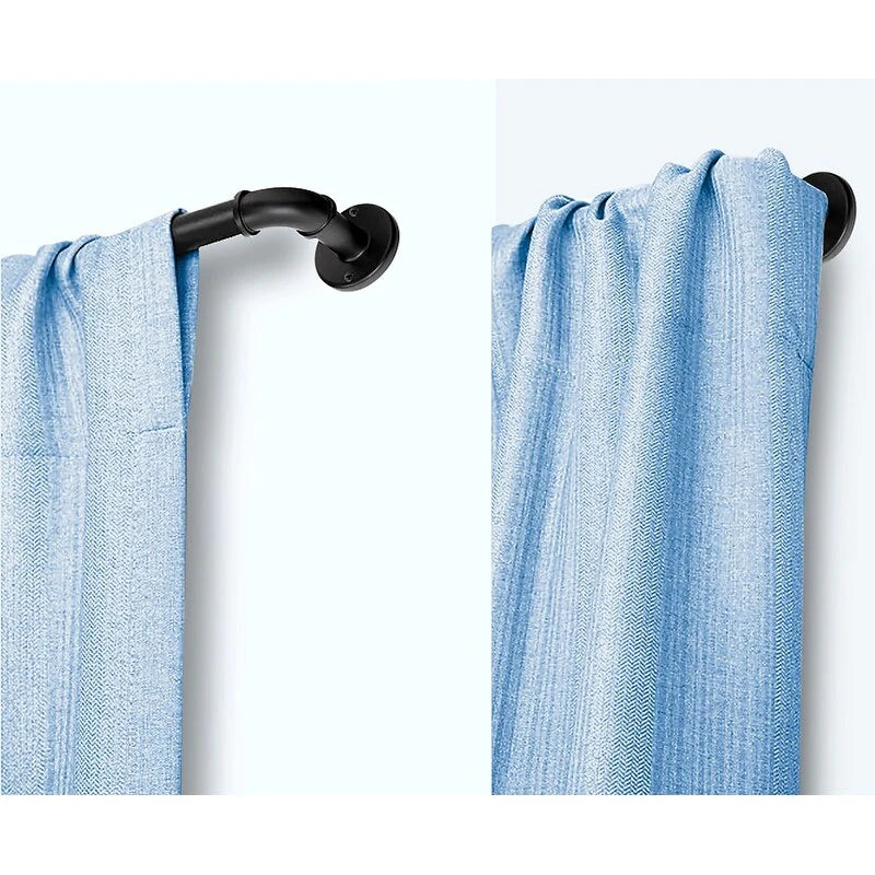 1 Inch Industrial Curtain Rods for Windows, Blackout Wrap-Around Rods, Rustic Matte Black
