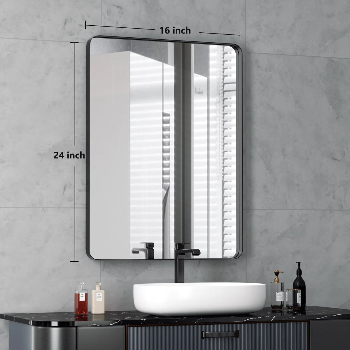 Wall Mirror Vanity Mirror, Bathroom Mirror with Rounded Corners, 1 Piece