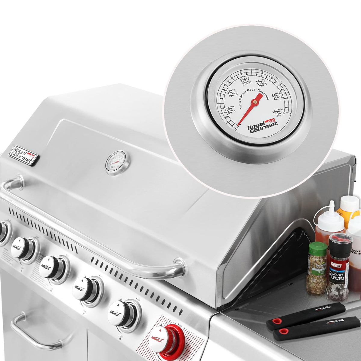 Stainless Steel 6-Burner Gas Grill �� 74,000 BTU with Sear & Side Burner, Cabinet Style