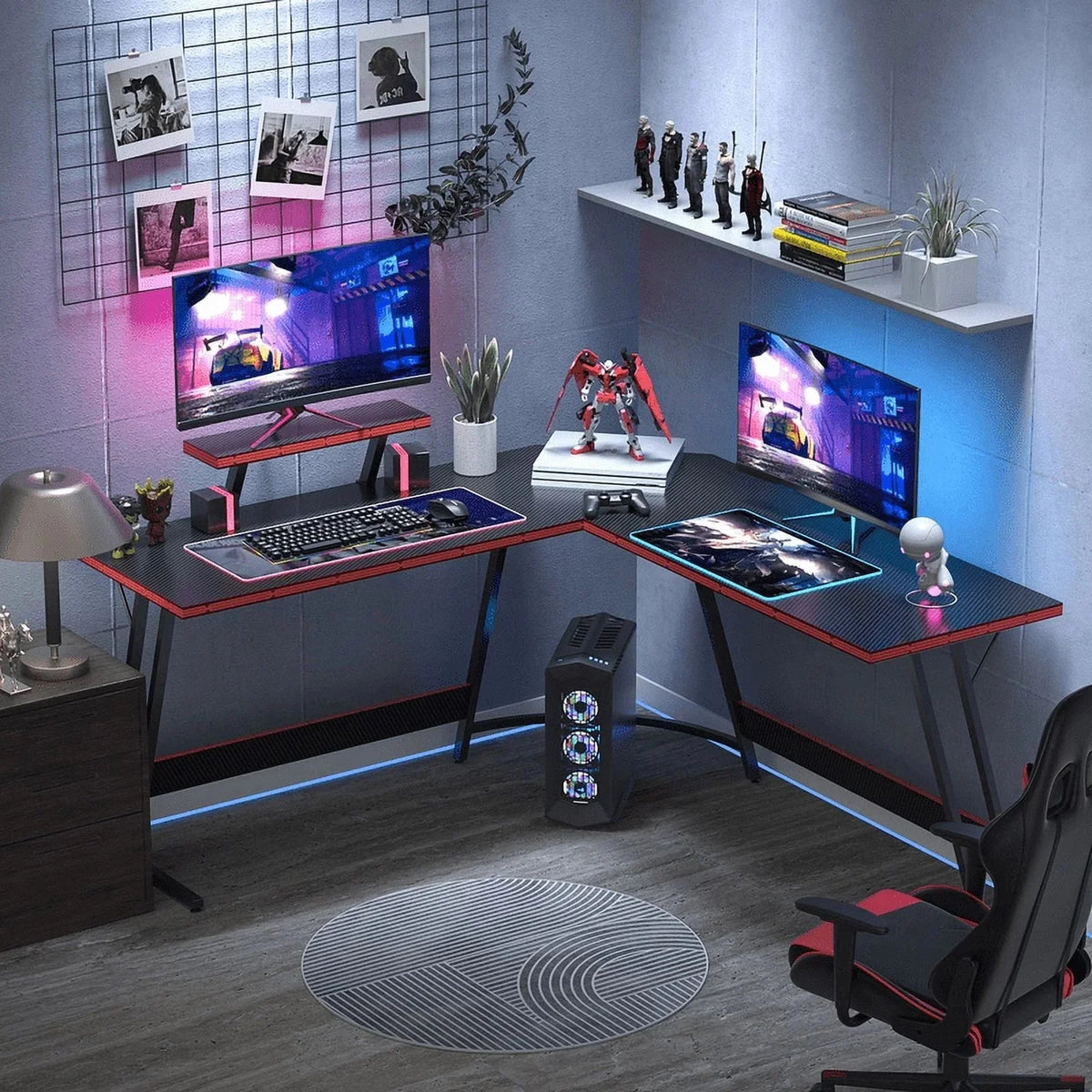 L-Shaped Gaming Desk, Computer Corner Desk and Office Writing Desk for Home