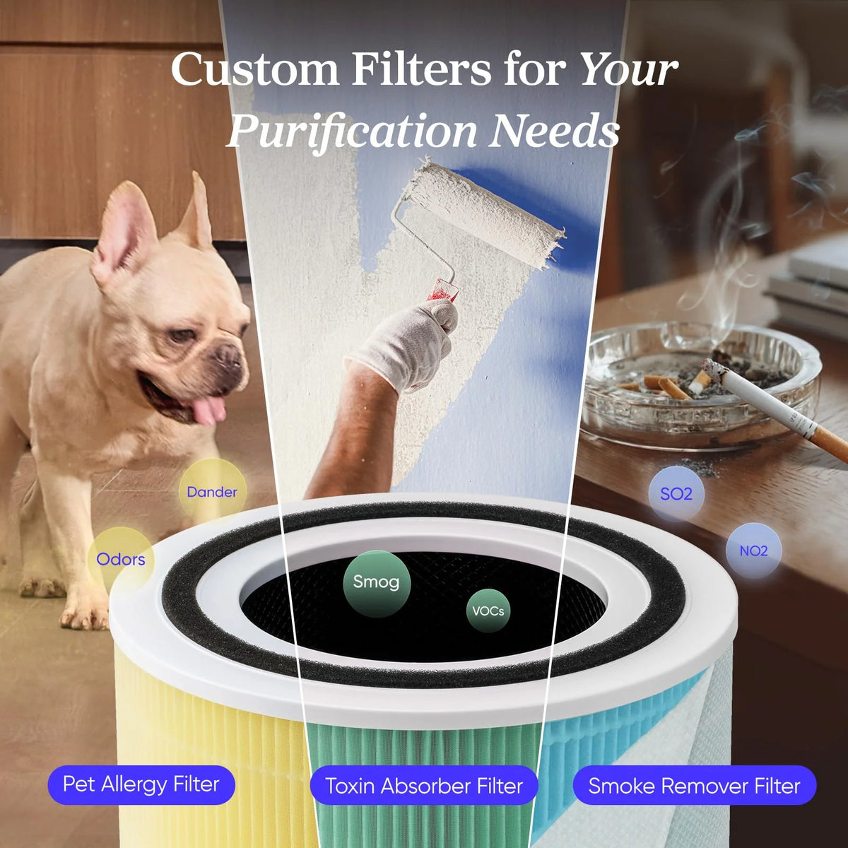 Air Purifier for Home, Compact Air Cleaner for Allergens, Dust, Pet Hair and Pet Dander