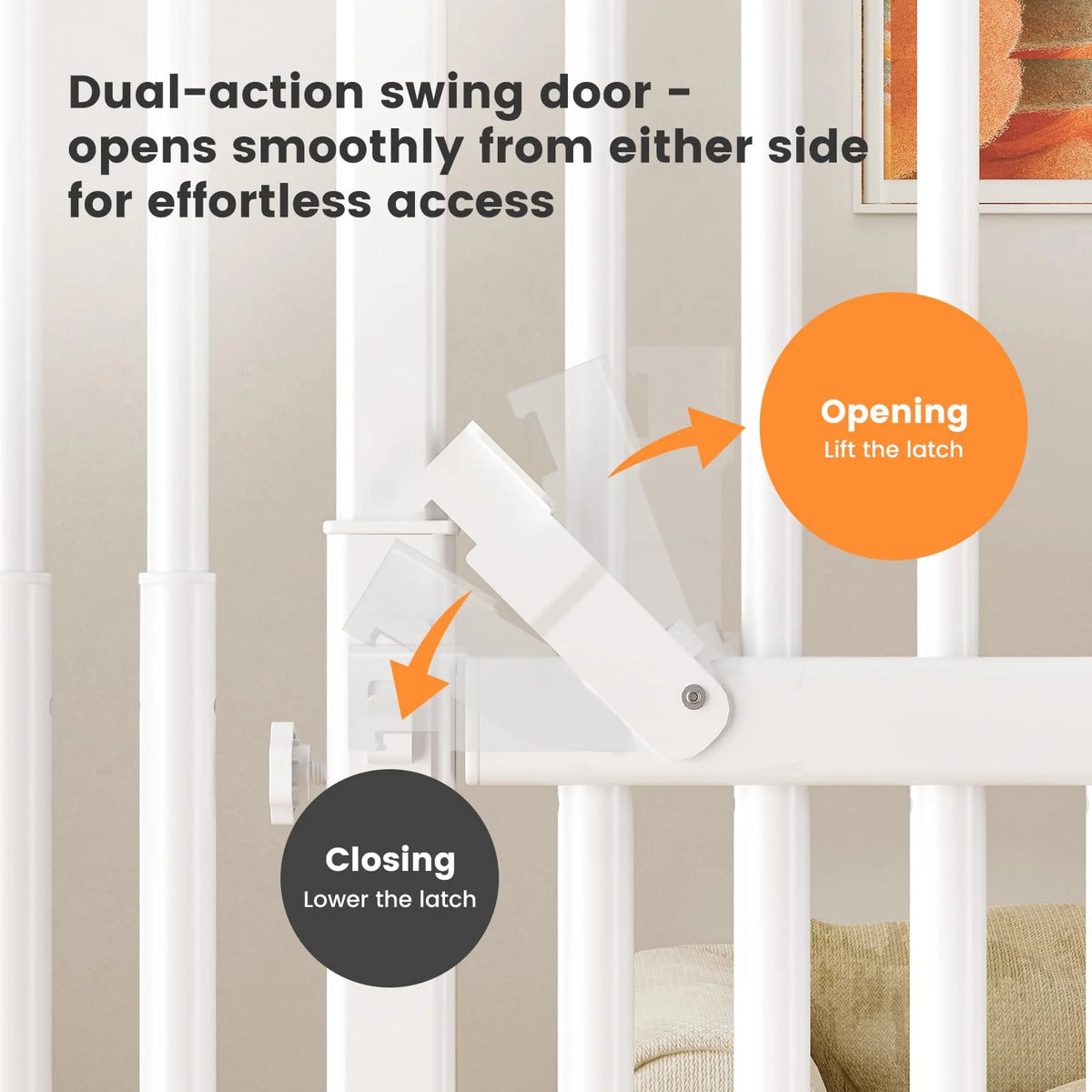 Extra Tall Cat Gate 51"-87", Wide Adjustable Pet Safety Gate for Doorways and Home