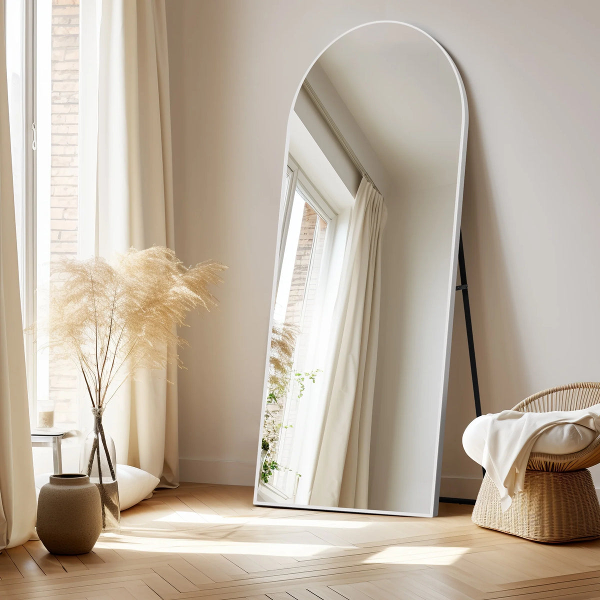 Arched Full Length Floor Mirror, Large Full Body Standing and Wall Mounted Mirror for Bedroom, Living Room and Home Decor