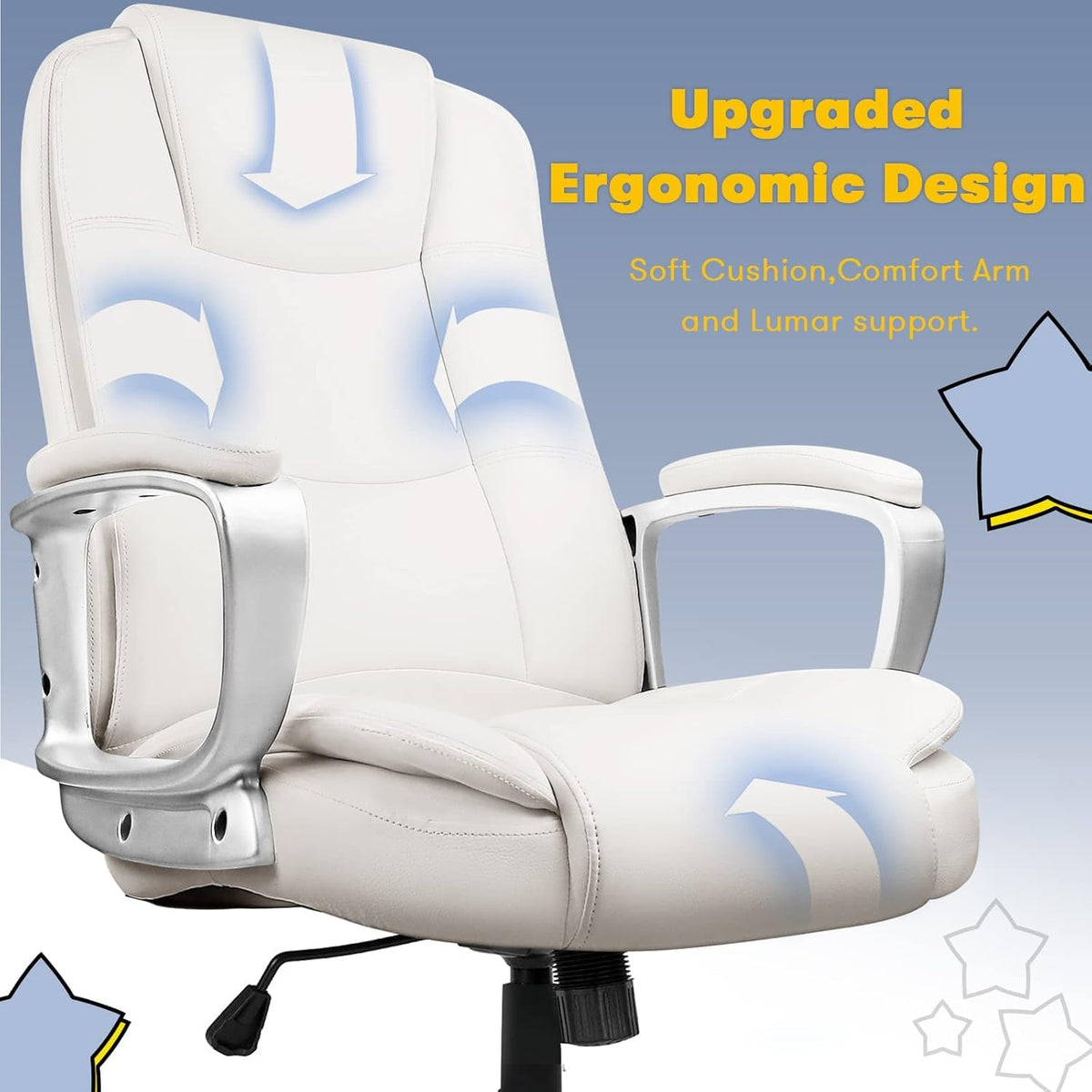 400 LBS Big and Tall Office Chair, Heavy Duty Ergonomic Computer Desk Chair for Home Office and Workspace
