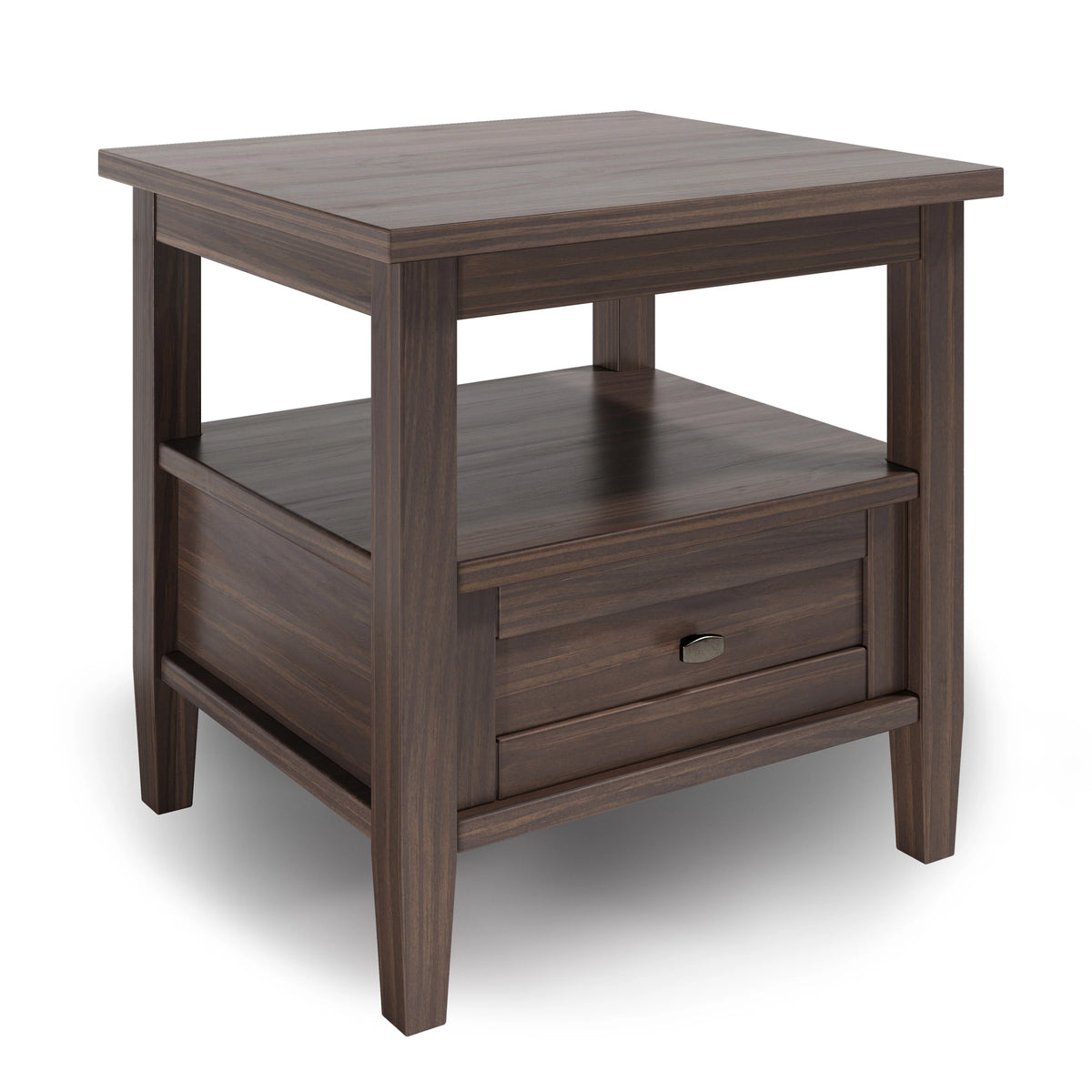 20 Inch Wide Solid Wood Rectangle End Table, Transitional Side Table