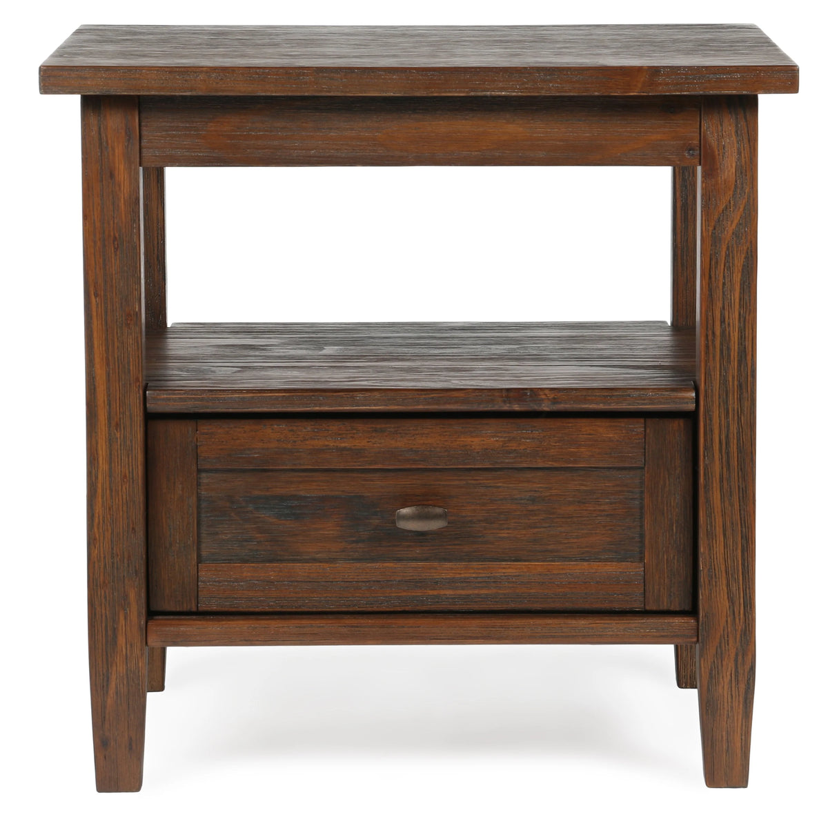 20 Inch Wide Solid Wood Rectangle End Table, Transitional Side Table