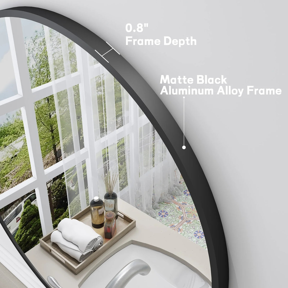 Round Metal Black Frame Bathroom Vanity Mirror, Wall Mounted Decorative Mirror