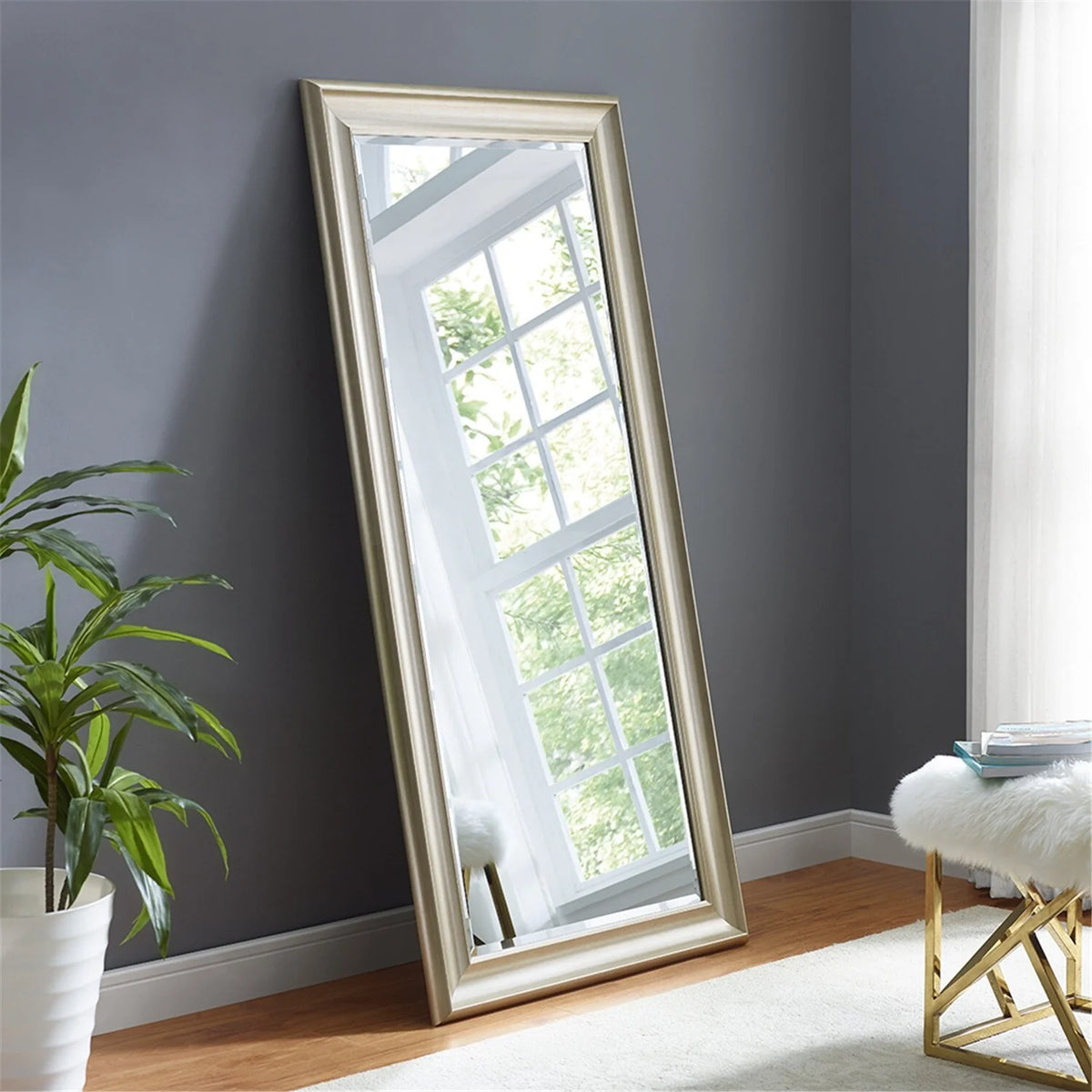 Tall Full Length Mirror, Oversized Rectangle Full Body Wall Mounted Mirror with Smooth Faux Wood Frame