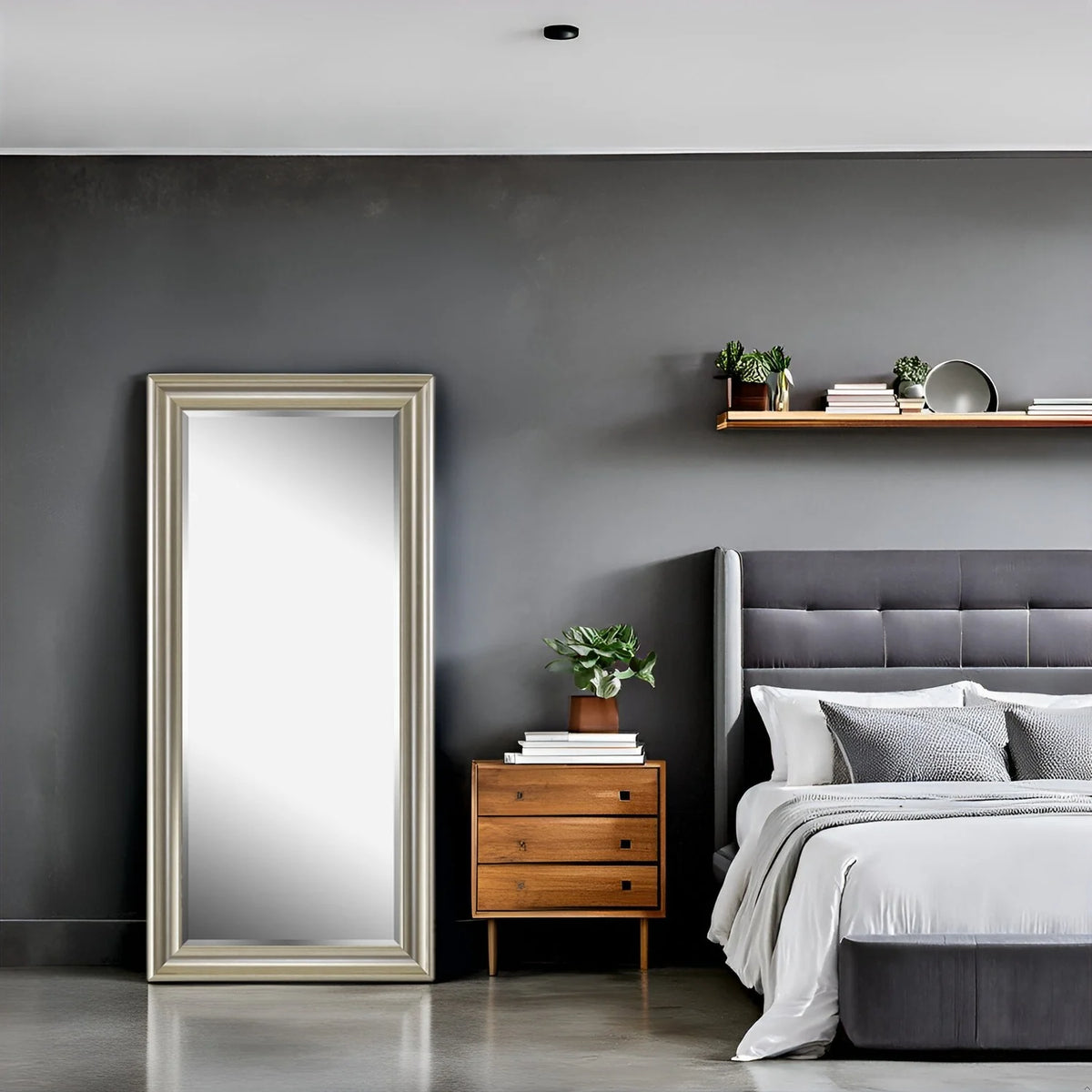 Tall Full Length Mirror, Oversized Rectangle Full Body Wall Mounted Mirror with Smooth Faux Wood Frame