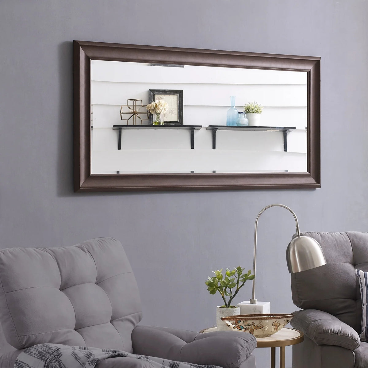Tall Full Length Mirror, Oversized Rectangle Full Body Wall Mounted Mirror with Smooth Faux Wood Frame
