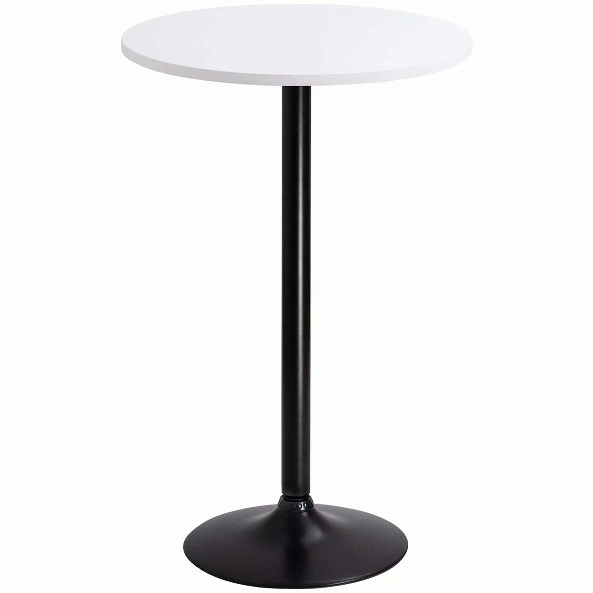 Round Bistro Pub Table, Bar Height Cocktail Table with Metal Base and MDF Top, 23.8 Inch