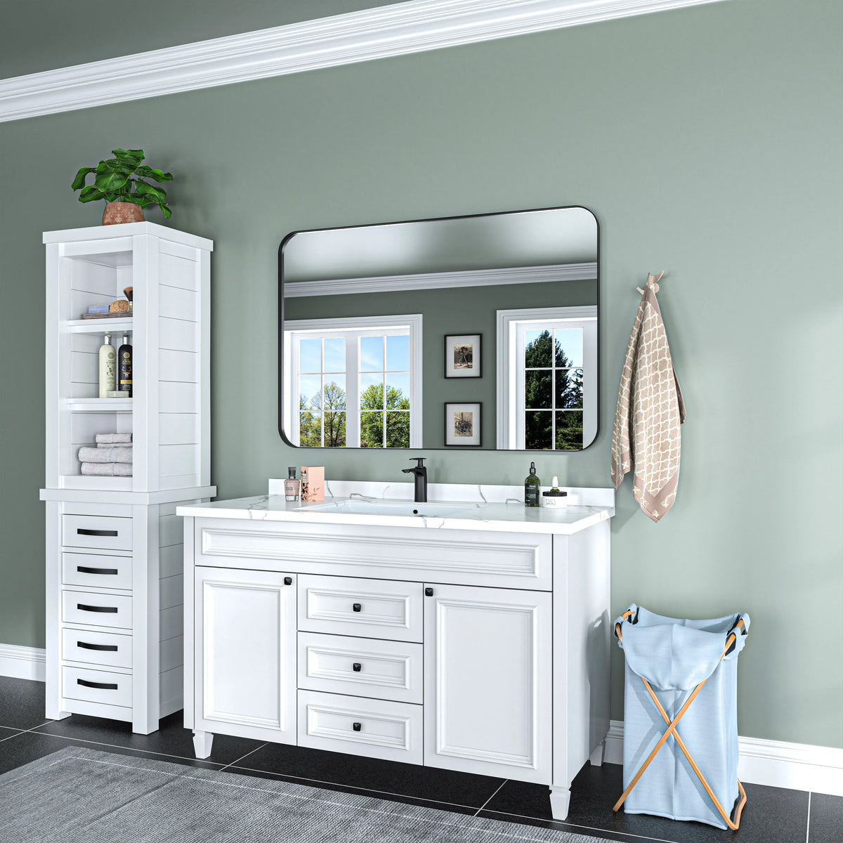 Aluminum Alloy Rounded Corner Vanity Mirror, Modern Wall Mounted Mirror for Bathroom, Bedroom and Home Decor