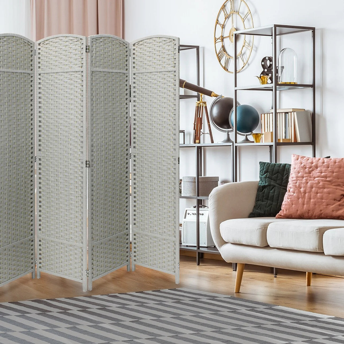 Tall Folding Room Divider Screen, Portable Privacy Partition Wall Panel for Bedroom, Living Room and Office