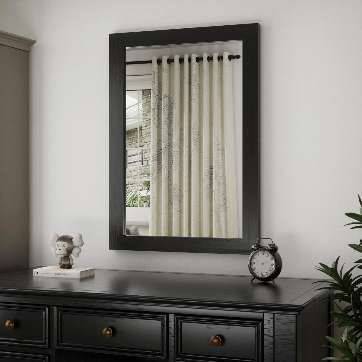 Modern Rectangular Wall Mirror with Wood Frame, Bathroom and Barn Door Mirror, Multiple Sizes