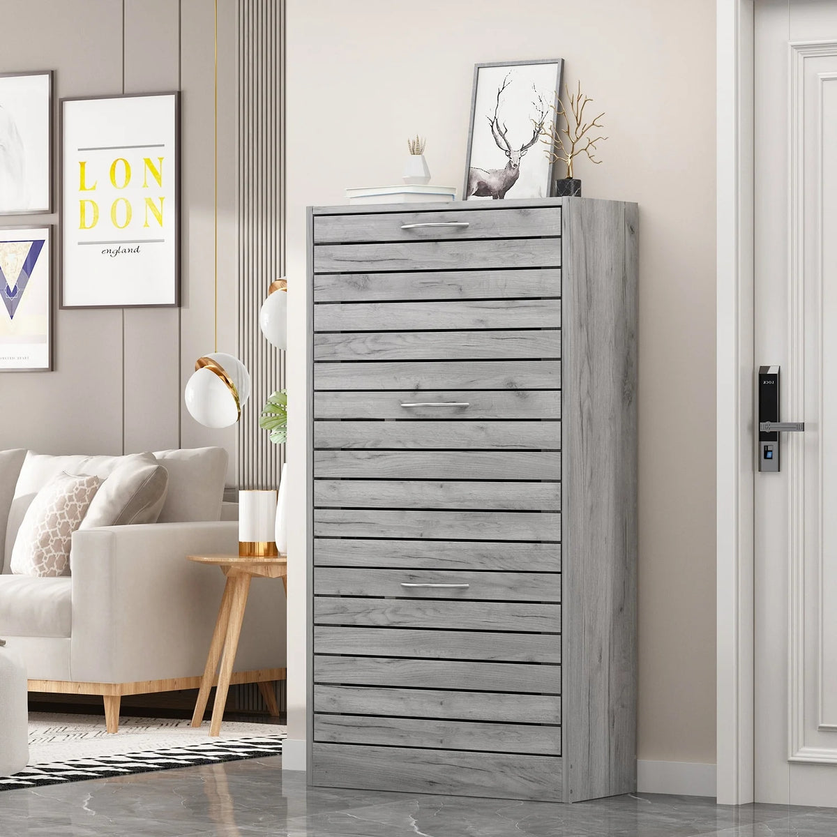 Modern Shoe Storage Cabinet for Entryway and Hallway, Space-Saving Shoe Organizer