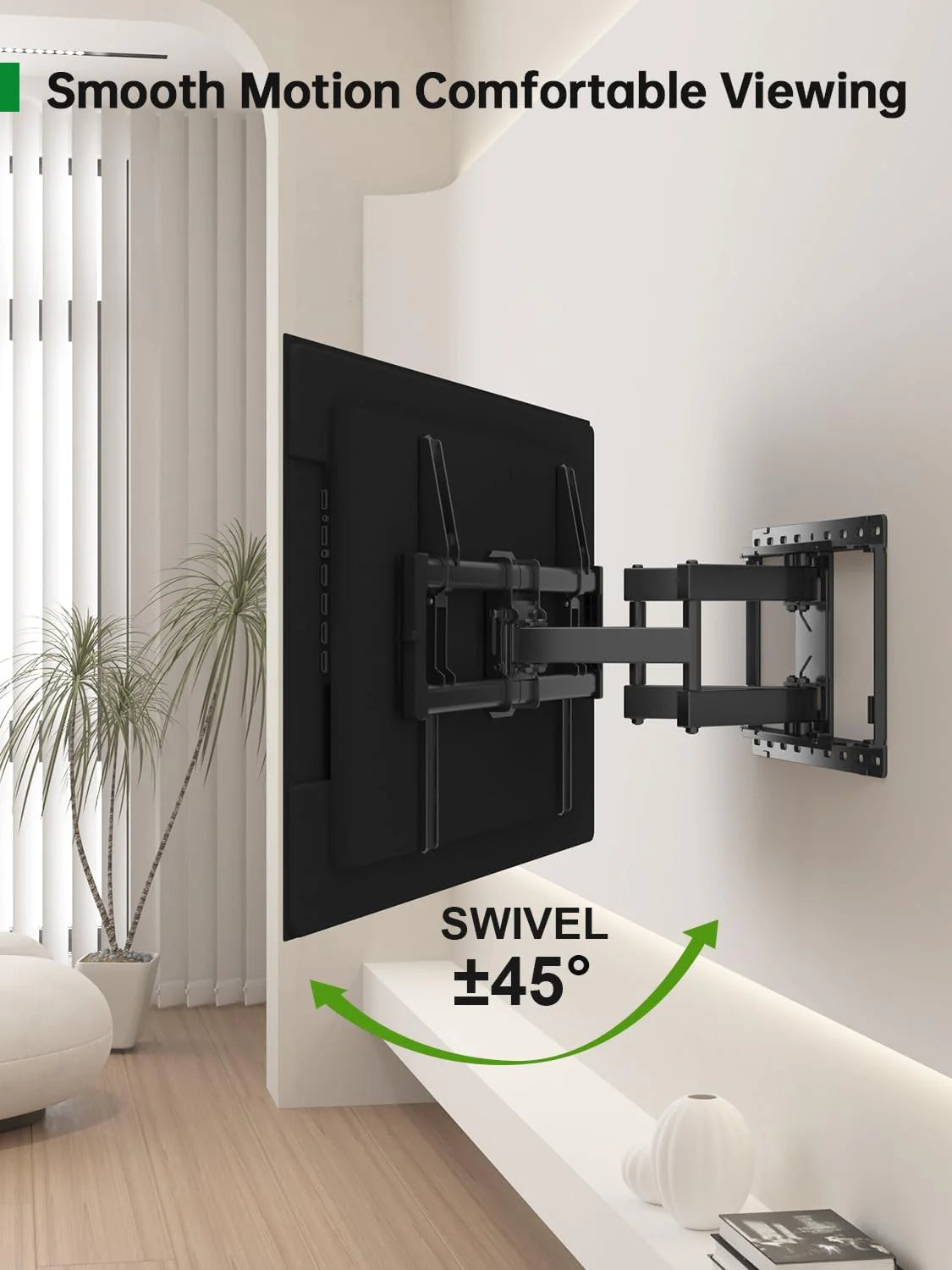 Full Motion TV Wall Mount for Most 42-86 Inch Flat Screen TVs, Adjustable Swivel and Tilt Bracket