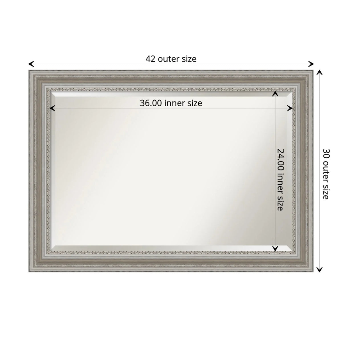 Beveled Bathroom Wall Mirror, Silver Frame Decorative Vanity Mirror for Bathroom, Bedroom and Entryway