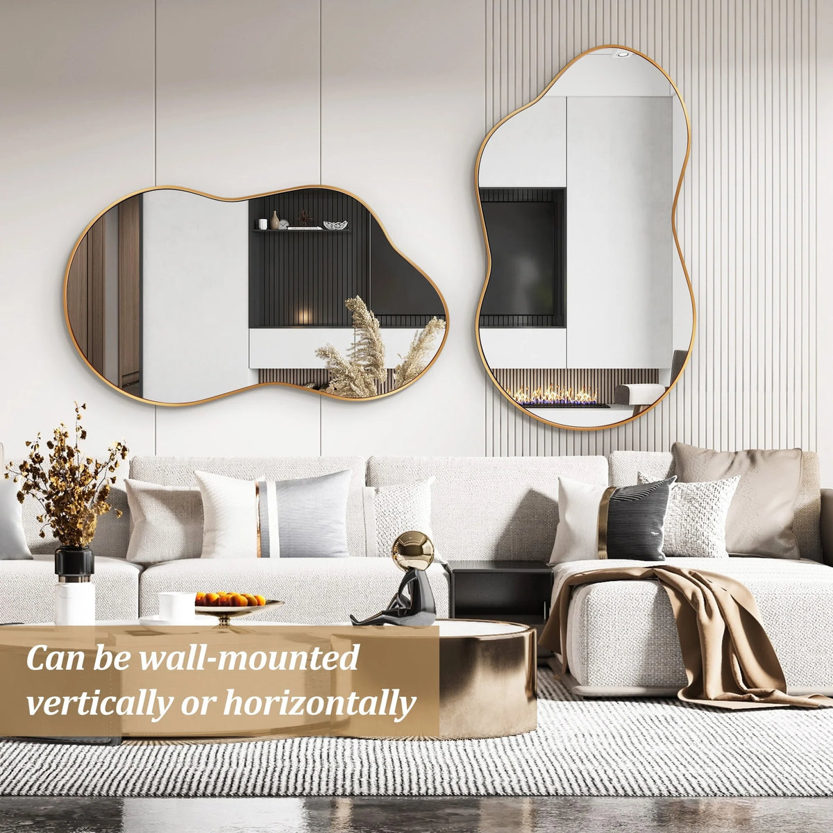 Asymmetrical Irregular Wall Mirror, Modern Decorative Accent Mirror for Living Room, Bedroom and Entryway