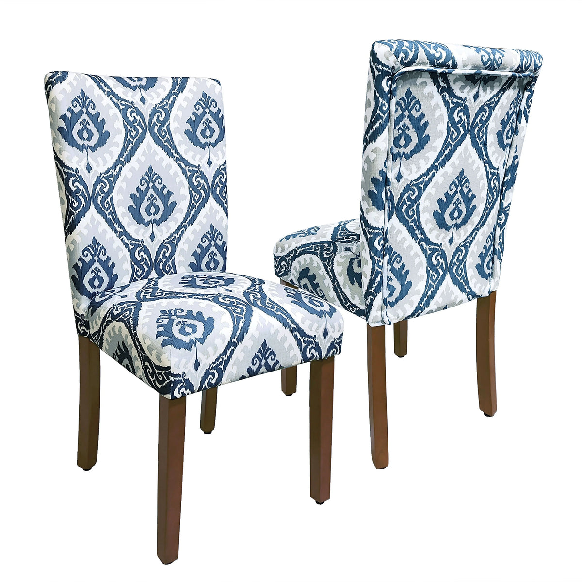 Set of 2 Upholstered Medallion Dining Chairs, Comfortable Parsons Style Chairs for Kitchen and Dining Room