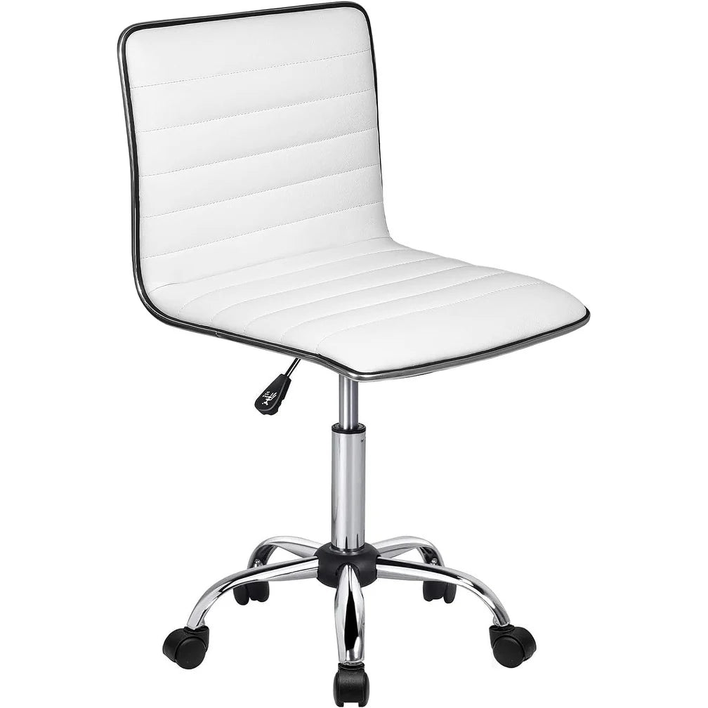 Adjustable Mid-Back Armless Swivel Office Chair, Ribbed Task and Vanity Chair for Small Spaces
