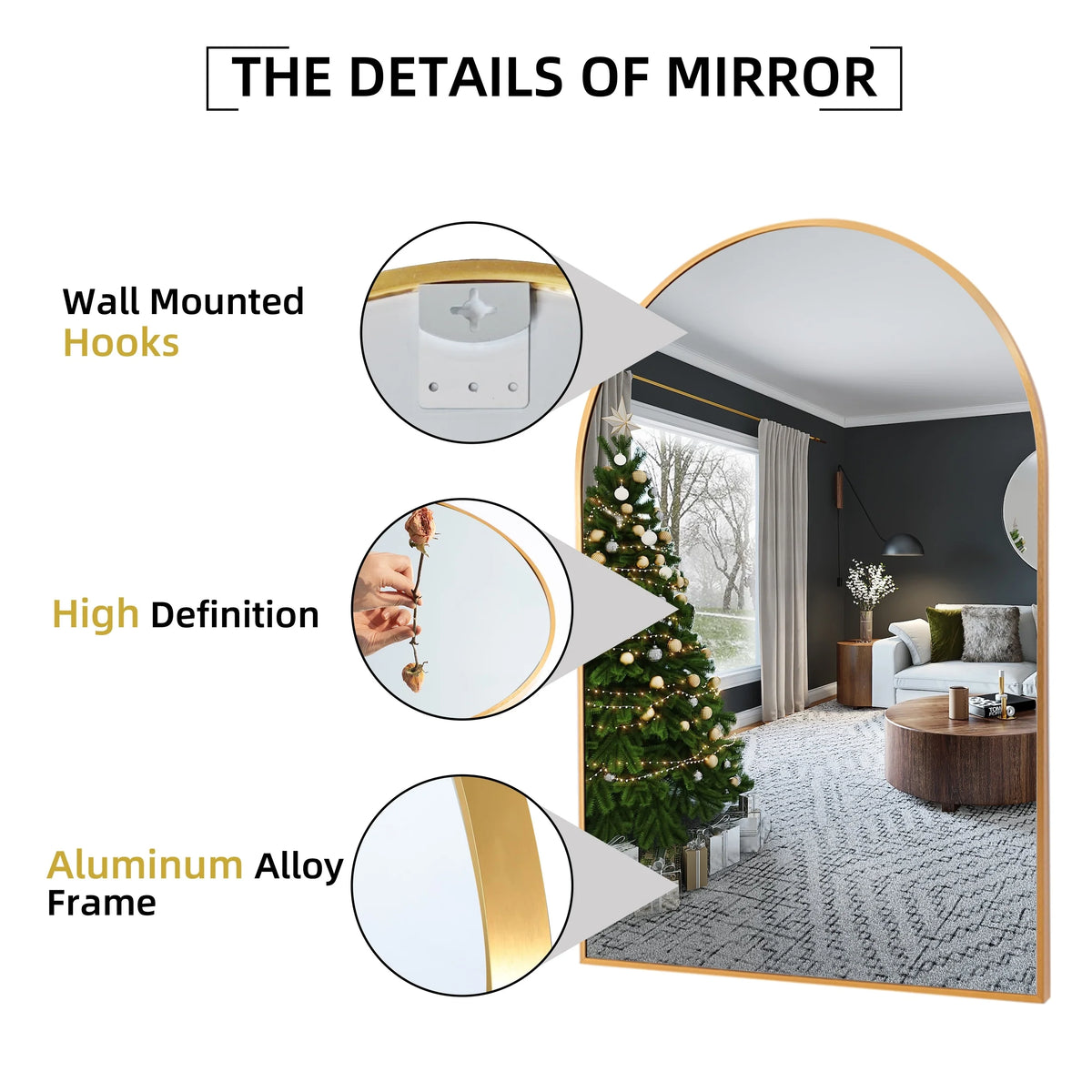 2 Pack 36x24 Inch Arched Bathroom Vanity Mirrors, Wall Mounted Decorative Mirrors for Bathroom and Bedroom