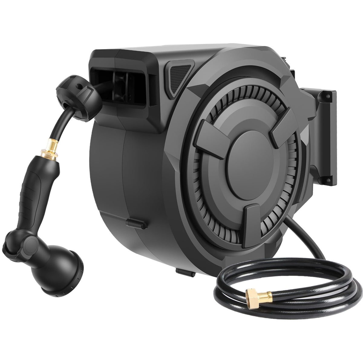 100 ft Wall Mounted Garden Hose Reel, 1/2 Inch Hose with 180掳 Swivel