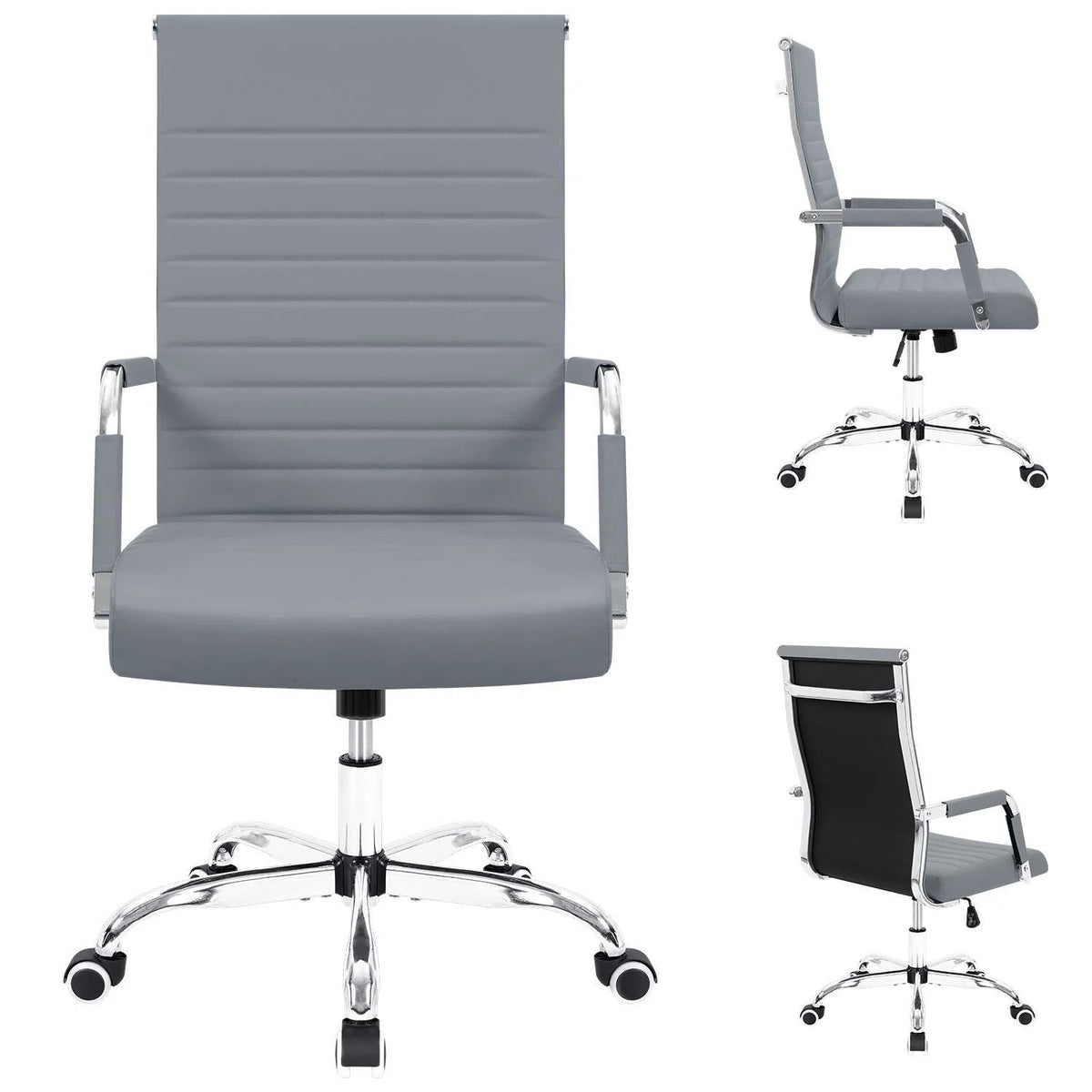 Ergonomic Ribbed Office Chair, Modern Computer Desk Chair with Comfortable Upholstered Seat for Home and Office