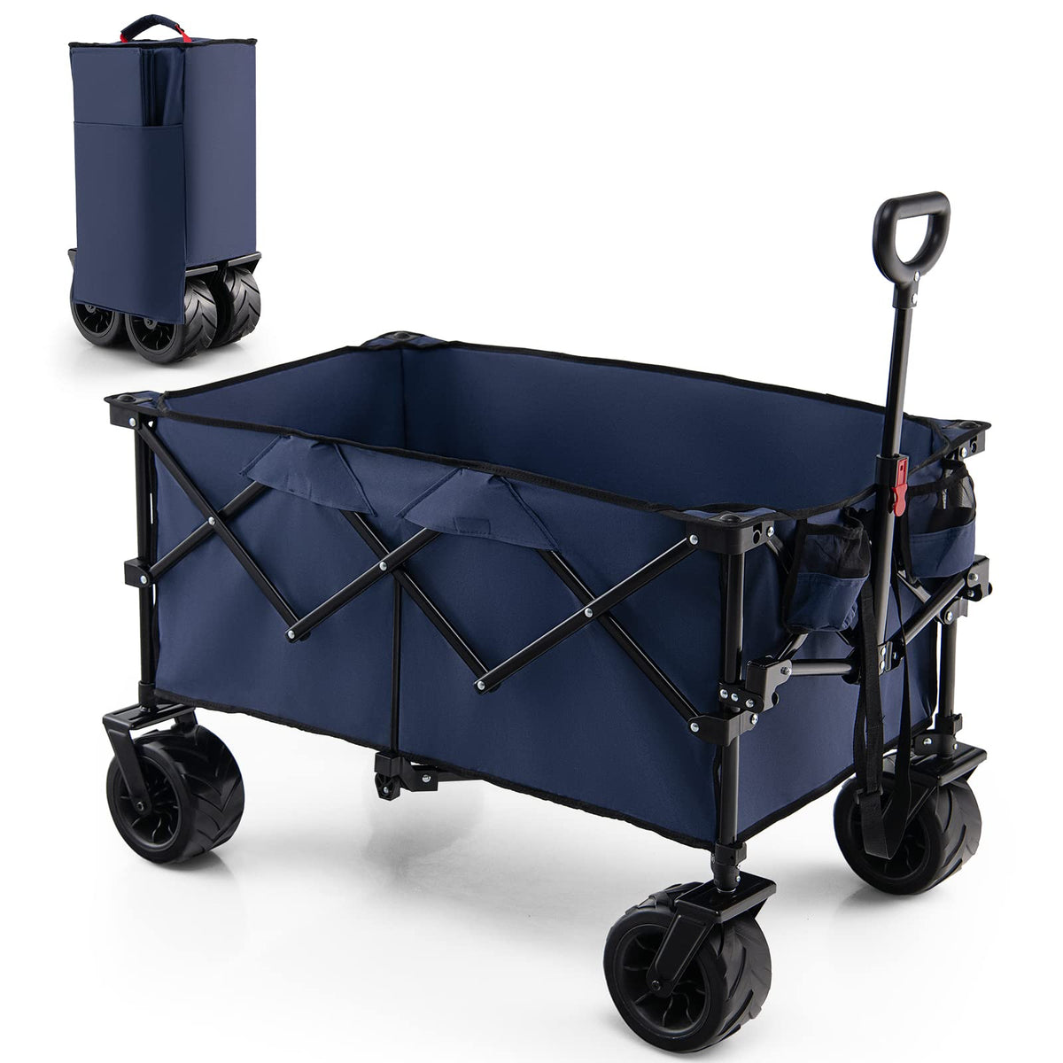 Collapsible Folding Wagon �� Heavy Duty Utility Cart with Adjustable Handle